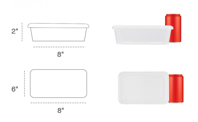 25 oz 1 compartimiento de la preparación de la comida envases 150 paquetes, 150 piezas envases y 150 piezas tapas 1