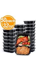 餐盒 方形二格 50pack 32oz 小图