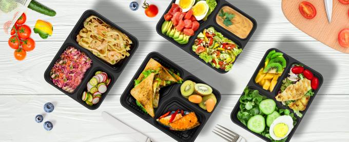 34 oz 3 Compartimiento Contenedores de preparación de comidas 150 paquetes, 150 piezas bandejas y 150 piezas tapas 0