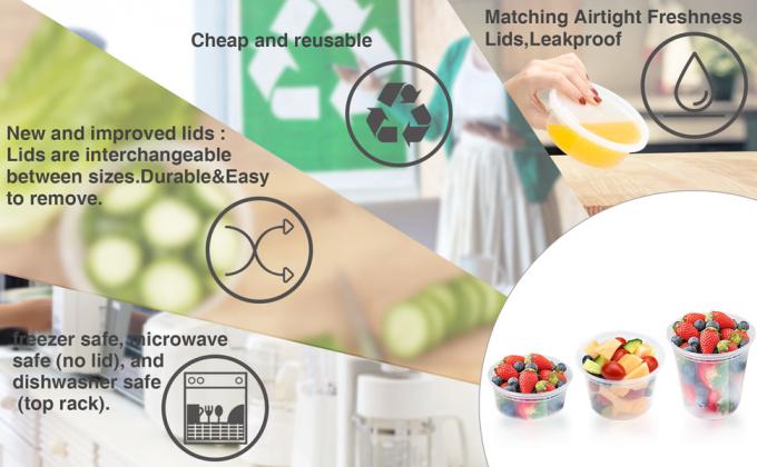 Contenedores de almacenamiento de alimentos y bebidas de plástico con tapas - Microondas, congelador y lavavajillas seguros y ecológicos 2