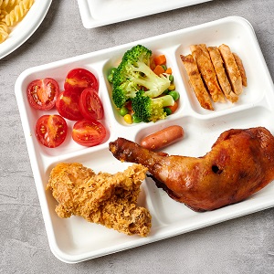 5 placas de compartimiento, 125 paquetes de placas de papel desechables, placas de caña de azúcar biodegradables, escuela ecológica 3