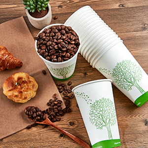 16 oz Tazas de papel biodegradables y desechables con revestimiento de PLA, Tazas de café de papel ecológicas para fiestas 1