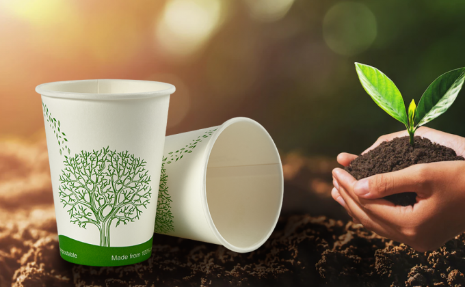 16 oz Tazas de papel biodegradables y desechables con revestimiento de PLA, Tazas de café de papel ecológicas para fiestas 3