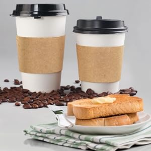 Personalice su propio logotipo en Coffee Sleeves-100 Coffee Sleeves Fits, 10 Oz. - 20 Oz. Copas (paquete de 100), Kraft natural 1