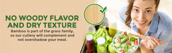 Utiliarios de exterior desechables de bambú, cubiertos 100% de bambú cubiertos de madera cubiertos ecológicos cubiertos compostables 2