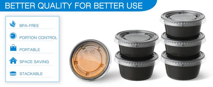 Tazas de porción con tapas, mini contenedores para el control de porciones, golpes de gelatina, preparación de comidas, tazas de salsa, limo, condimento 1