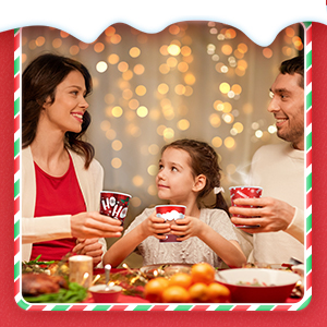 Tazas de café de papel de Navidad con mangas tapas 12 oz Xmas Taza desechable de fiesta Árbol de Navidad Tazas de cacao caliente 5