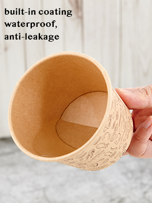 12 oz envases de papel con tapas ventiladas, tazas Kraft, recipientes de sopa, tazas con tapas, tazones desechables de sopa 1