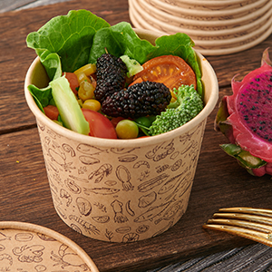 12 oz envases de papel con tapas ventiladas, tazas Kraft, recipientes de sopa, tazas con tapas, tazones desechables de sopa 3