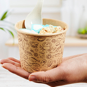 12 oz envases de papel con tapas ventiladas, tazas Kraft, recipientes de sopa, tazas con tapas, tazones desechables de sopa 4