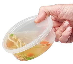 Contenedores de almacenamiento de alimentos con tapas 8oz, 16oz, 32oz Congelador Deli Cups Combo Pack, 44 juegos BPA-Free Leakproof redondo 1