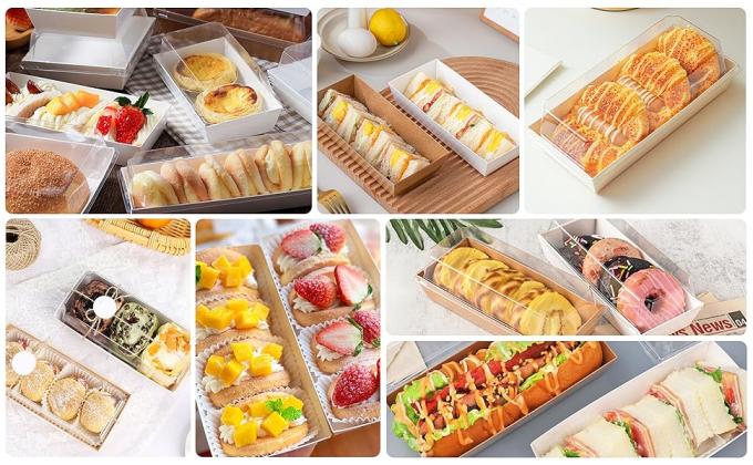 Tapa clara, cajas de panadería desechables grandes de 8 x 5 pulgadas, contenedores de alimentos para rebanadas de pastel, galletas, sándwiches 8