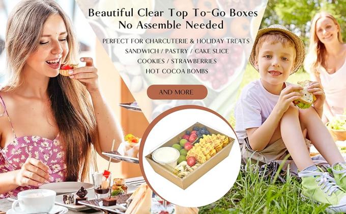 Cajas grandes de charcutería con tapas 8x6 pulgadas, 20 paquetes para llevar contenedores de alimentos 2