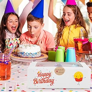 Cajas de panadería blancas con ventana, 9x6x3 pulgadas, para pastelería, postre, embalaje de pasteles, ideal para fiesta de cumpleaños, 30 paquetes 2