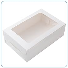 Cajas de panadería blancas con ventana, 9x6x3 pulgadas, para pastelería, postre, embalaje de pasteles, ideal para fiesta de cumpleaños, 30 paquetes 7