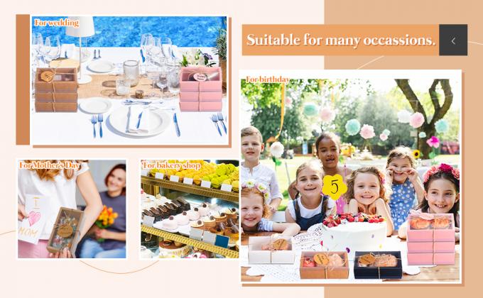 Cajas de cajones de papel Kraft rectangulares con ventana Cajas de jabón caseras Cajas de Kraft con etiquetas Correa de yute para joyas 5