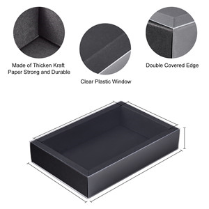 Cajas de Kraft de color marrón cuadrado Caja de regalo de papel de trabajo pesado con ventanas transparentes 3.3x3.3x1.2 para las fiestas 2