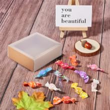 Cajas de Kraft de color marrón cuadrado Caja de regalo de papel de trabajo pesado con ventanas transparentes 3.3x3.3x1.2 para las fiestas 4