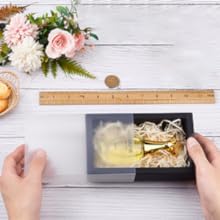 Cajas de Kraft de color marrón cuadrado Caja de regalo de papel de trabajo pesado con ventanas transparentes 3.3x3.3x1.2 para las fiestas 5