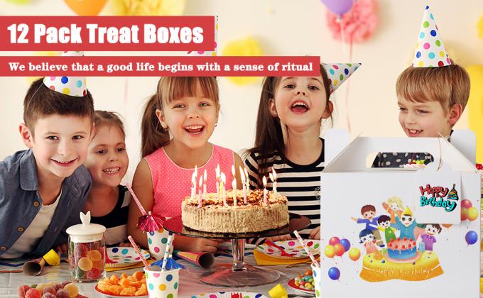 Cajas blancas de golosinas, cajas favoritas para fiestas Cajas de regalo para la fiesta de cumpleaños de los niños, boda, baby shower, con etiqueta 0