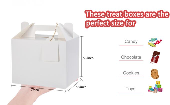 Cajas blancas de golosinas, cajas favoritas para fiestas Cajas de regalo para la fiesta de cumpleaños de los niños, boda, baby shower, con etiqueta 2