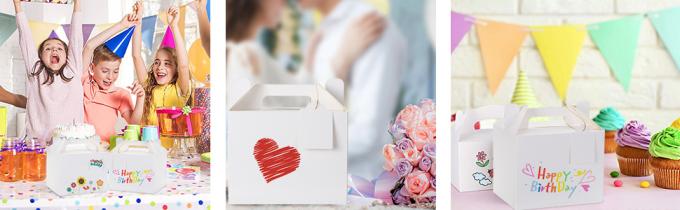 Cajas blancas de golosinas, cajas favoritas para fiestas Cajas de regalo para la fiesta de cumpleaños de los niños, boda, baby shower, con etiqueta 3