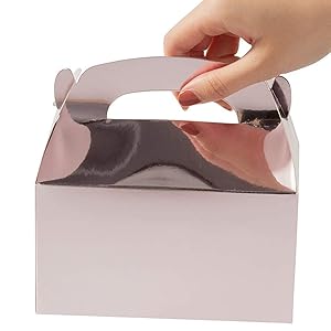 Cajas de golosinas - Cajas de golosinas para fiestas, cumpleaños, bodas, baby shower (oro rosa, 6.2x3.5x3.6 pulgadas) 1