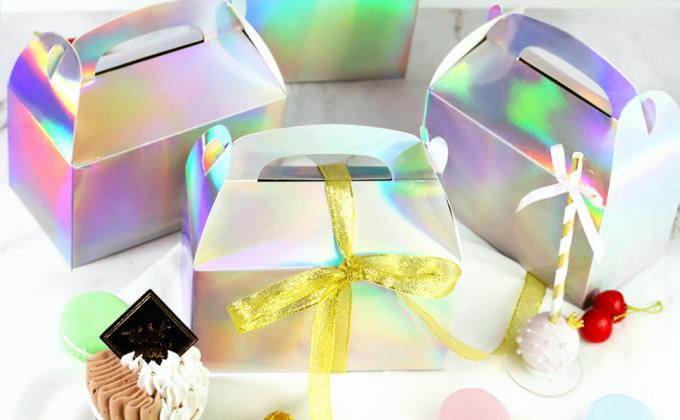 Cajas de regalo para fiestas, cajas de regalo de papel metálico iridiscente, favores artísticos, cajas de caramelos para bodas, cumpleaños 1