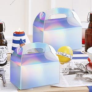 Cajas de regalo para fiestas, cajas de regalo de papel metálico iridiscente, favores artísticos, cajas de caramelos para bodas, cumpleaños 3