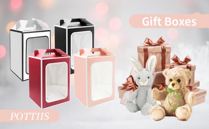 Cajas de regalo grandes, bolsas de papel de 10 pcs con ventana transparente, bolsas de regalo de papel de ramo de flores de 9,8 x 7 x 5,1 " 0