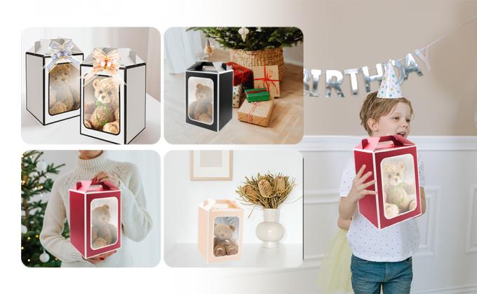 Cajas de regalo grandes, bolsas de papel de 10 pcs con ventana transparente, bolsas de regalo de papel de ramo de flores de 9,8 x 7 x 5,1 " 3
