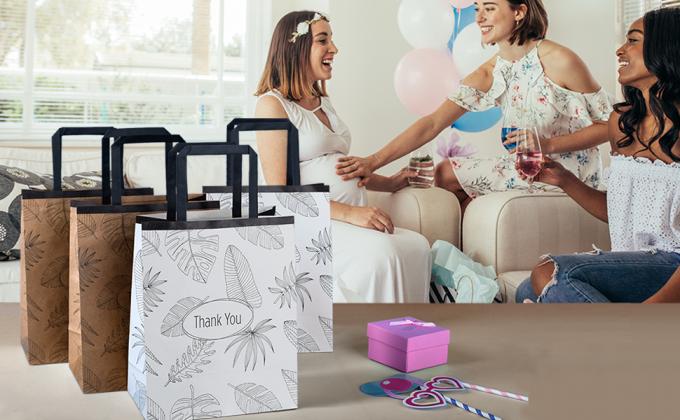 Bolsas de regalo de papel de papel holográfico con asas, bolsas de regalo iridiscentes reutilizables para baby shower, cumpleaños, boda 8