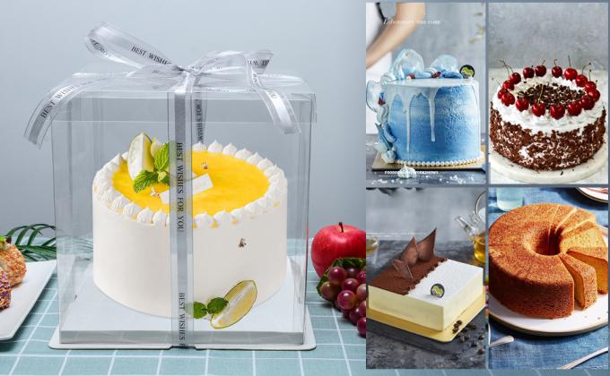 Cajas de regalo de plástico transparente Cajas de panadería con base, tapa y cinta Pasteles, pasteles, galletas, cupcakes y fiesta 17