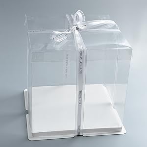 Cajas de regalo de plástico transparente Cajas de panadería con base, tapa y cinta Pasteles, pasteles, galletas, cupcakes y fiesta 19