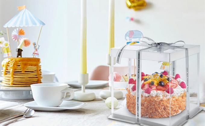 Cajas de regalo de plástico transparente Cajas de panadería con base, tapa y cinta Pasteles, pasteles, galletas, cupcakes y fiesta 5