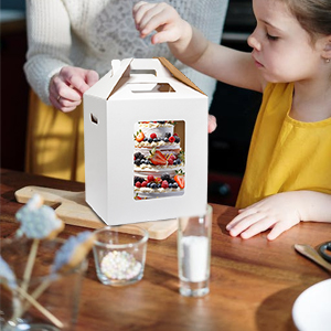 Cajas de pasteles de altura 4 paquetes 12x12x14 Cajas de pasteles para pasteles de nivel 12 pulgadas - Contenedor desechable de porta pasteles de gran capa 5