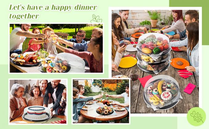 bandejas de comida desechables con tapas bandejas de servicio de plástico negro bandejas redondas con tapas transparentes papel de cera deli 3