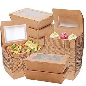 40 oz Contenedores de comida para llevar (50 paquetes) Envases de comida de papel Kraft desechables Caja de comida para llevar 11