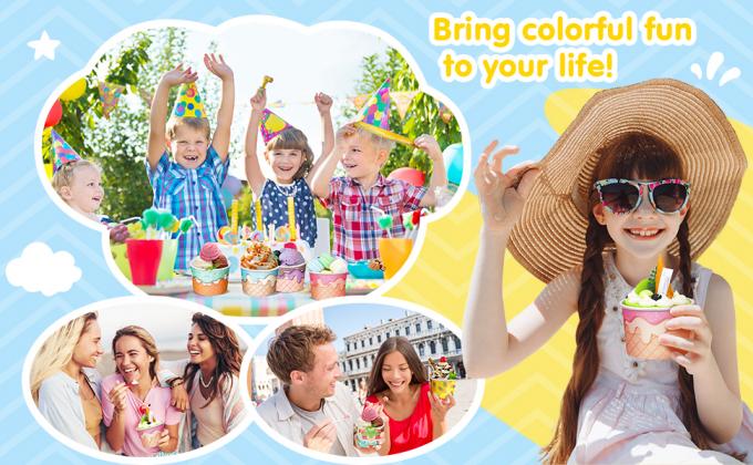 8 Oz Copas de helado Copas de aperitivos de verano Copas de helado de fiesta Copas de papel Copas desechables de helado Copas de papel de aperitivos 3