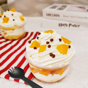 Tazas de plástico biobased compostable y tapas Tazas de postre sin tapas de agujero, mini tazas desechables perfectas 5