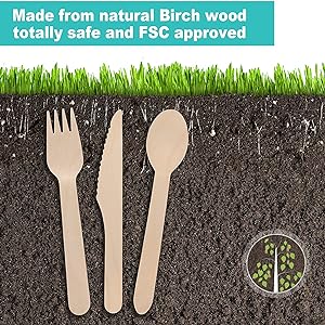 Conjunto de cubiertos de madera - Alternativa al plástico, ecológico, biodegradable, compostable - Cucharas de madera 2