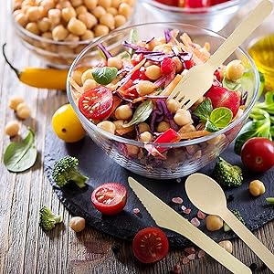 Conjunto de cubiertos de madera - Alternativa al plástico, ecológico, biodegradable, compostable - Cucharas de madera 3