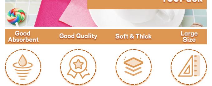 Servilletas 2 capas Servilletas marrones sin blanquear Servilletas blandas desechables Para cocina, fiesta, boda, cena 0