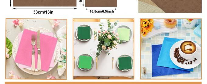 Servilletas 2 capas Servilletas marrones sin blanquear Servilletas blandas desechables Para cocina, fiesta, boda, cena 3