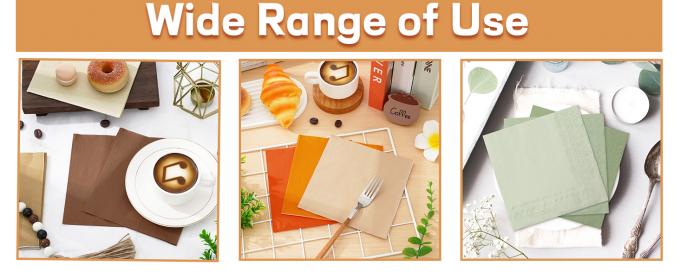 Servilletas 2 capas Servilletas marrones sin blanquear Servilletas blandas desechables Para cocina, fiesta, boda, cena 4