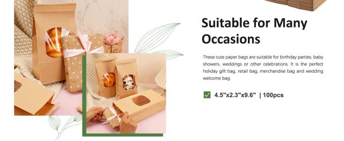 Bolsas de panadería con ventana transparente, bolsas de galletas de papel kraft blanco, cerradura de la barra de la corbata de estaño, bolsas de sándwich de pan de 3,5 "X2,4" X7" 3