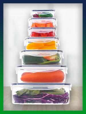 Contenedores de almacenamiento de alimentos de plástico duro con tapas herméticos 85 oz para salsas Caja, cuencos de cocina apilables Preparación de comidas 1