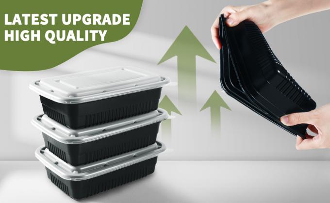 Contenedores de preparación de comidas de 32 oz, cajas de bento reutilizables, contenedores de almacenamiento de preparación de alimentos libres de BPA con tapas, apilables, plato 1