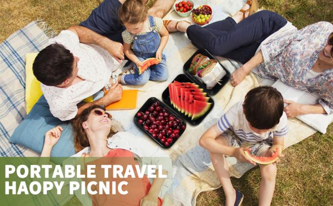 Contenedores de preparación de comidas de 32 oz, cajas de bento reutilizables, contenedores de almacenamiento de preparación de alimentos libres de BPA con tapas, apilables, plato 2