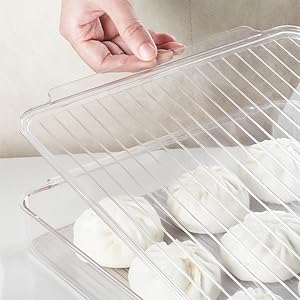 Contenedor de almacenamiento de alimentos con tapas para frutas, verduras, carne de tocino y queso 2